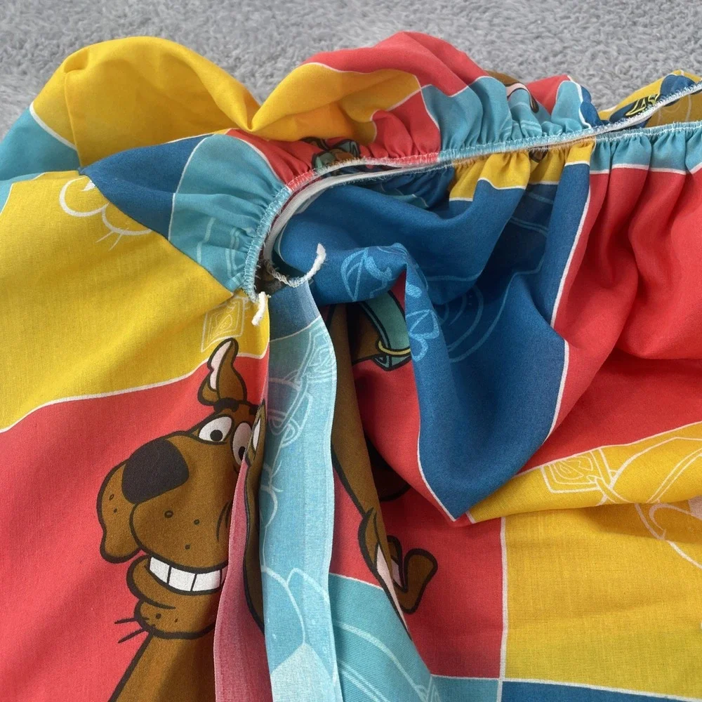 Hanna Barbera Scooby Doo Twin Fitted Sheet Multi Color Vintage 1999 Fabric Craft